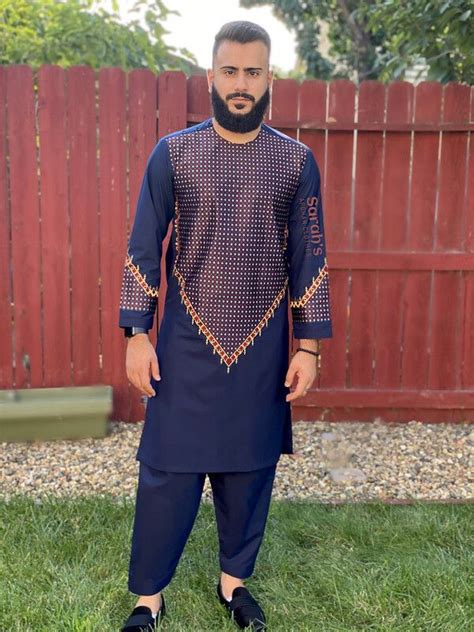 Navy Blue Mens Peran Tumban In 2021 Afghan Clothes Afghani Clothes