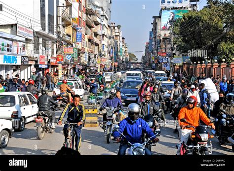 Traffic Jam In Heart Of Kathmandu Nepal Stock Photo Alamy