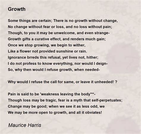 Growth Growth Poem By Maurice Harris