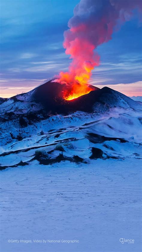 Volcano Antarctica Eruption Fire Mountain Natural Snow Thunder
