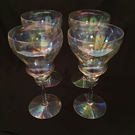 Crystal Wine Glasses Iridescent Crystal Stemware Set Of 4 Fostoria Iridescent Crystal Goblets
