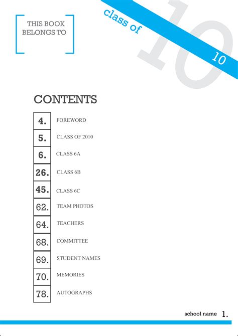 sample contents page yearbookdesign