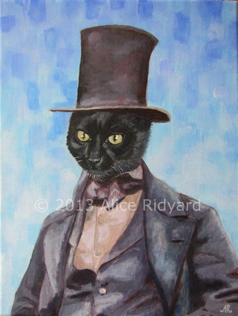 Cat In A Top Hat Painting Reserved For Natasha 12x16