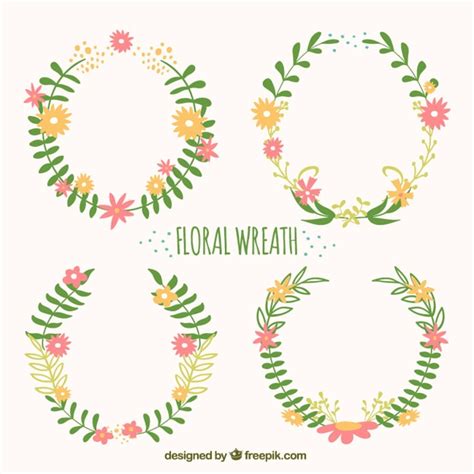 Free Vector Pack Of Hand Drawn Ornamental Floral Wreath
