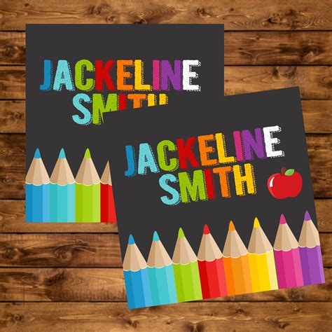 Printable Personalized School Labels Back To School Name Labels