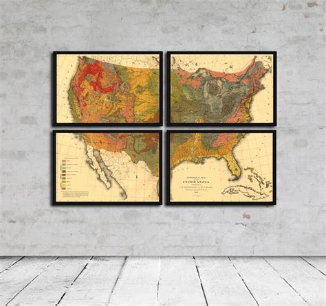 Geological Map Set Of The United States Vintage Geology Etsy