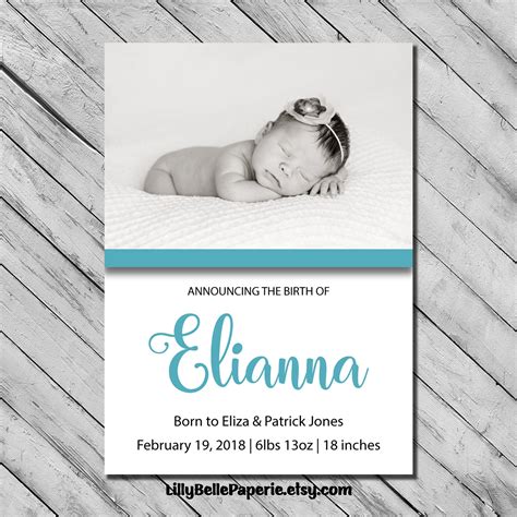 Printable Newborn Baby Girl Announcement Birth Announcement Etsy