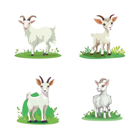 Premium Vector Set Of Different Goats Vector Illustration