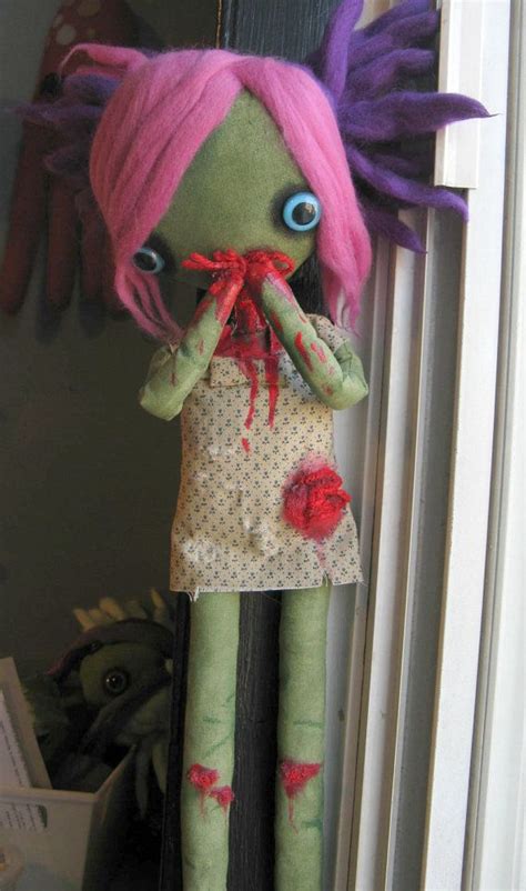 Jenny A Handmade Felt Zombie Doll With Wool Roving Hair Zombie Dolls Dolls Handmade Monster