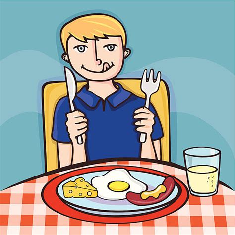 Eating Child Breakfast Cartoon Clip Art, Vector Images & Illustrations