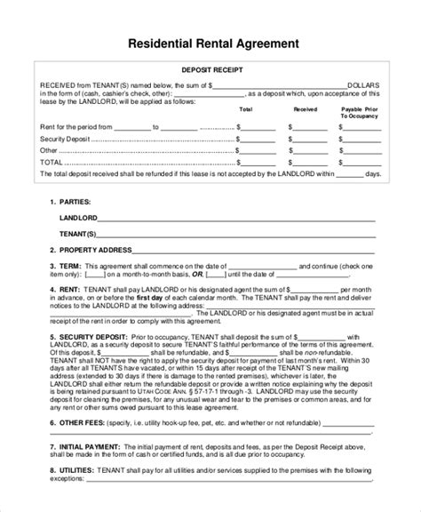 simple rental agreement forms   ms word