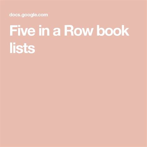 Five In A Row Book Lists Five In A Row Book Lists The Row