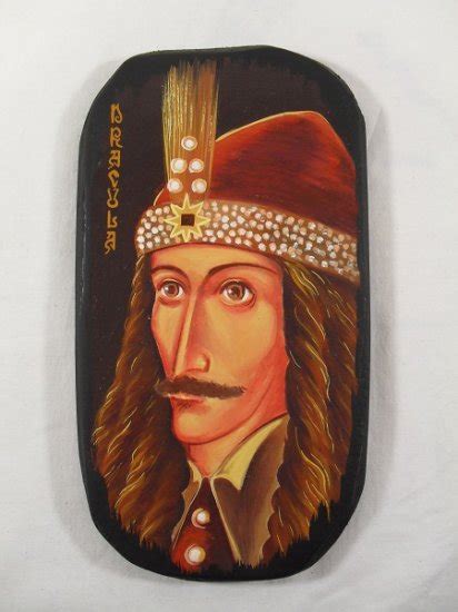 Dracula Vlad Tepes Portrait Handpainted On Wood Traditional From