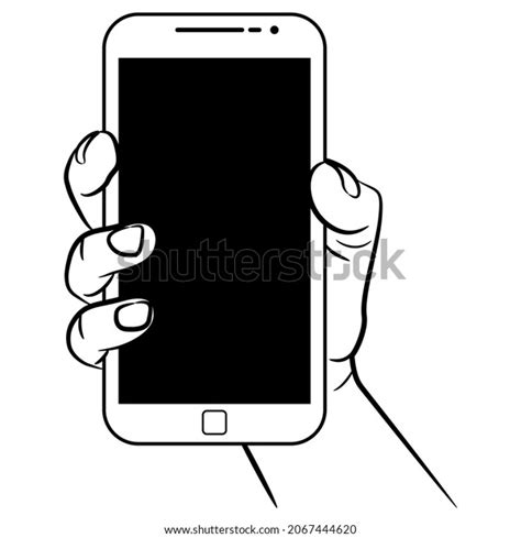 Human Hand Holding Cellphone Cartoon Style Stock Vector Royalty Free