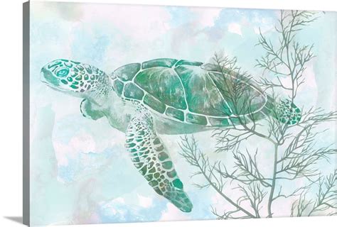 Watercolor Sea Turtle Ii Canvas Wall Art Coastal Home Decor X