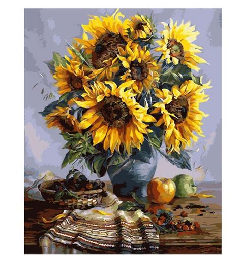 Sunflowers Paint By Number Kit Home Decoration Color By Etsy In 2021