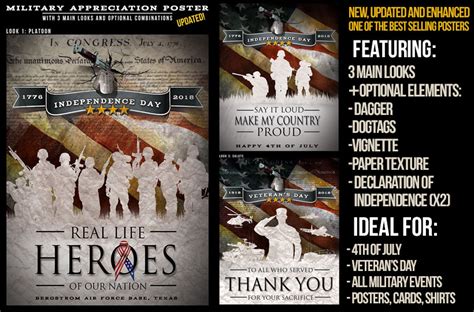 Us Military Appreciation Poster Template Independence Dayveterans Day