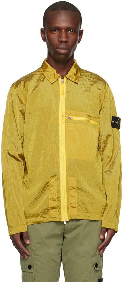 Stone Island Yellow Spread Collar Jacket Ssense Canada