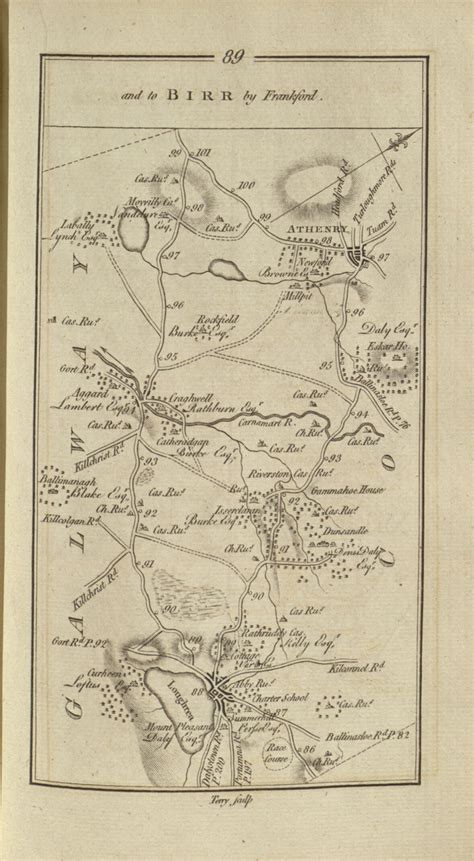 089 Dublin Galway Birr Ireland 1777 Road Atlas Old Maps