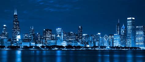 Chicago Skyline At Night Lights Cityscapes Nights Nature Hd