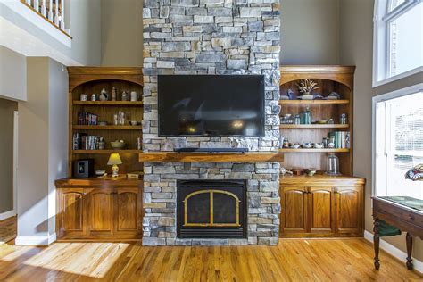 We Are In Love With This Stone Fireplace With Built In Bookshelves
