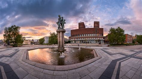 Panorama Of Oslo City Hall In The Evening Anshar Photography