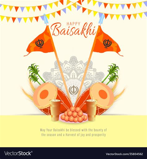 Happy Baisakhi Celebration Vaisakhi Also Known Vector Image