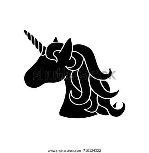 Black Silhouette Unicorn Vector Illustration Drawing Stock Vector