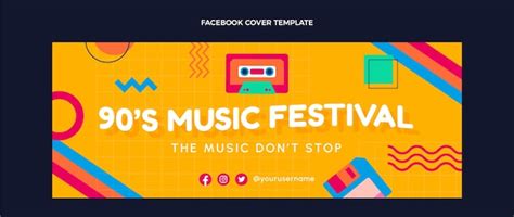 Free Vector Flat Design 90s Music Festival Facebook Cover