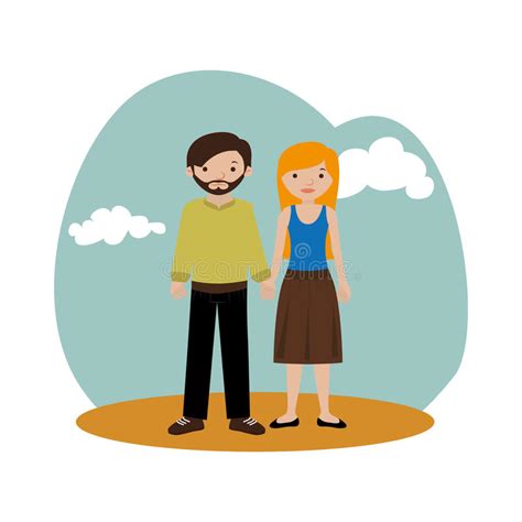 Background With Couple Casual Clothing Stock Vector Illustration Of