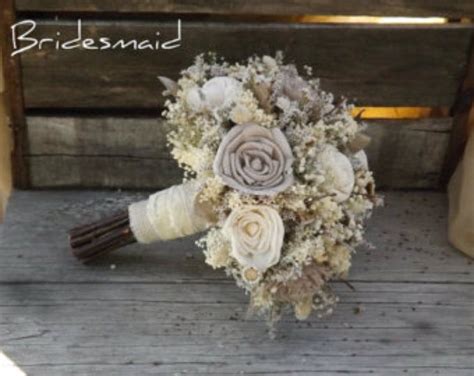 Woodland Pine Cone And Sola Bouquet Rustic Winter Bouquet Ivory And