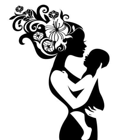 18175 Mother Daughter Silhouette Vectors Royalty Free Vector Mother