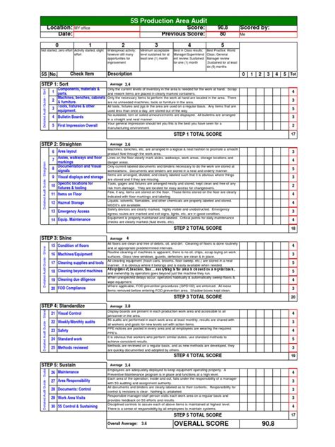 5s Audit Formxls Desk Aisle Prueba Gratuita De 30 Días Scribd