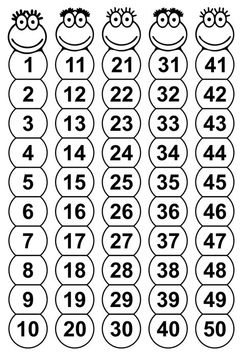 6 Best Images Of Printable Number Grid 1 50 Printable Number Chart 1