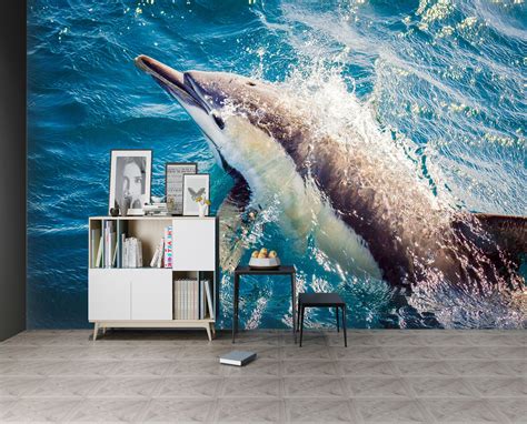 3d Dolphin Waves 226 Wall Murals Aj Wallpaper