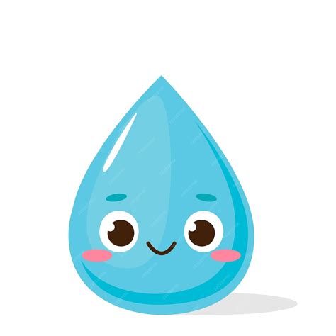 Lindo Personaje De Gota De Agua Azul Símbolo De Agua Limpia Emoji De