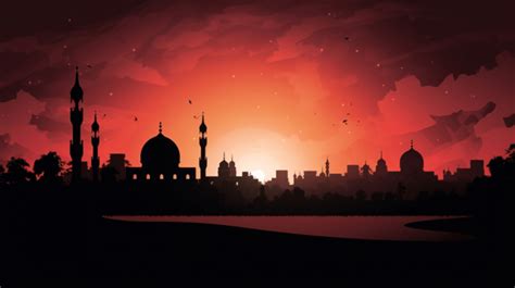 Mosque Silhouette Allah Arab Arabian Background Hall Landscapes
