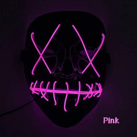 Wholesale Scary Halloween Mask Led Light Up V Shape Face Mask For Festival Cosplay Costume Pink