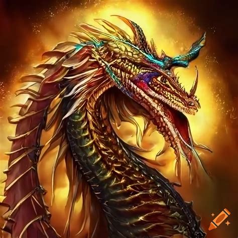 Artwork Of A Majestic Golden Dragon