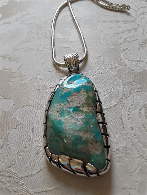 Turquoise Sterling Silver Large Pendant With Large Bail Etsy