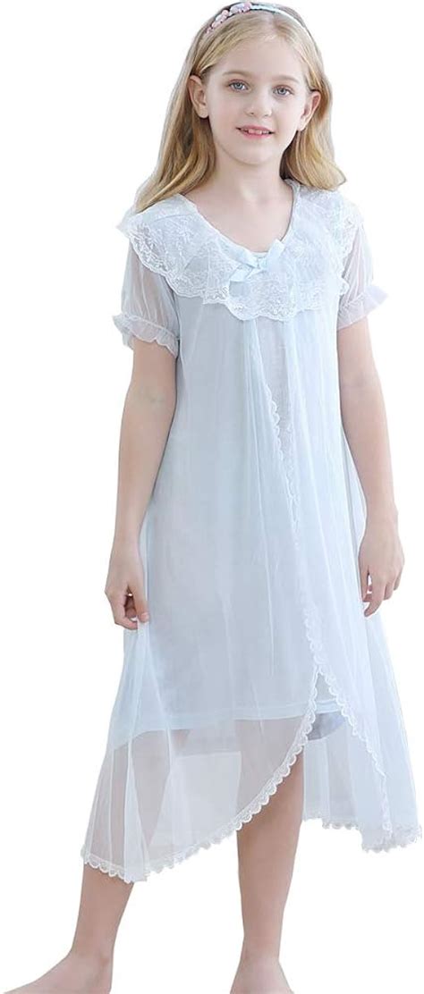 Flwydran Girls Victorian Nightgown，kids Long Lace Vintage Nightie