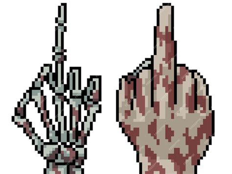 Premium Vector Pixel Art Of Zombie Hand Middle Finger