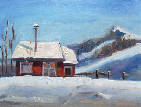 Winter Cabin Painting By Brandy Cattoor