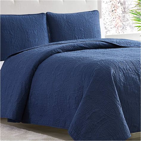 Sicily is a traditional woven design. Mellanni Bedspread Coverlet Set Navy - Comforter Bedding ...