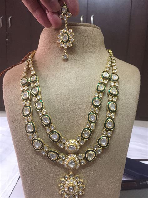 Two Row Polki Necklace In 2019 Diamond Necklace Set Jewelry Indian
