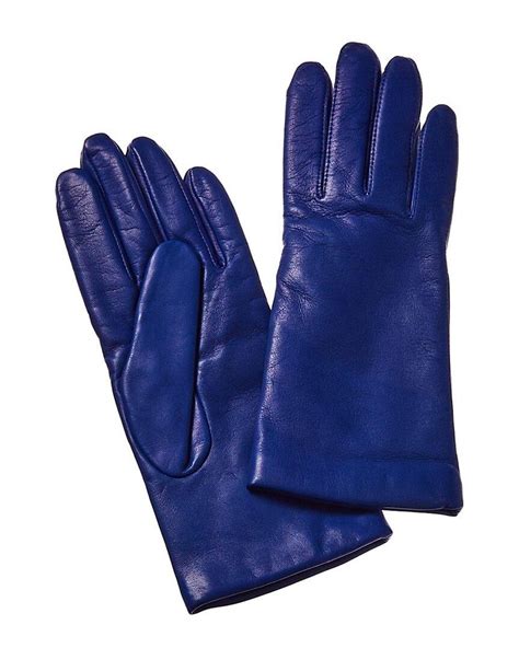 Lord Taylor Cashmere Lined Leather Gloves In Blue Lyst UK
