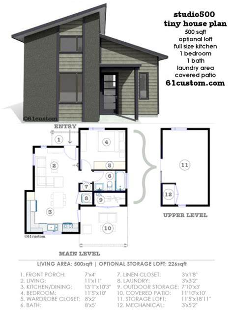 Studio500 Modern Tiny House Plan 61custom Modern Contemporary