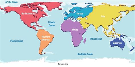Continentes Español Mapa Del Mundo Con Nombres Goimages Coast