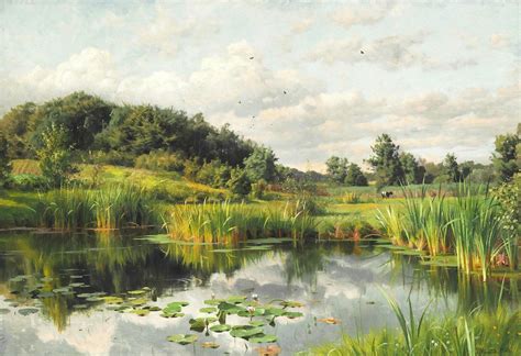 Monsted Peder Mork Summer Day On A Lake Oil Painting Landscape