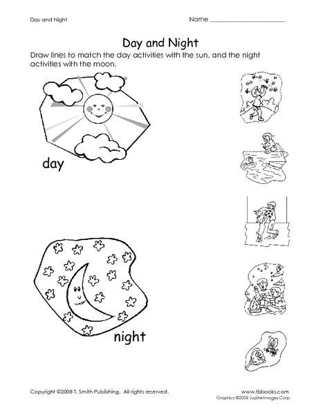 Day And Night Pre K Kindergarten Worksheet Kindergarten Worksheets